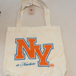 NYON Canvas Tote Bag - Cream with Orange & Blue Accents